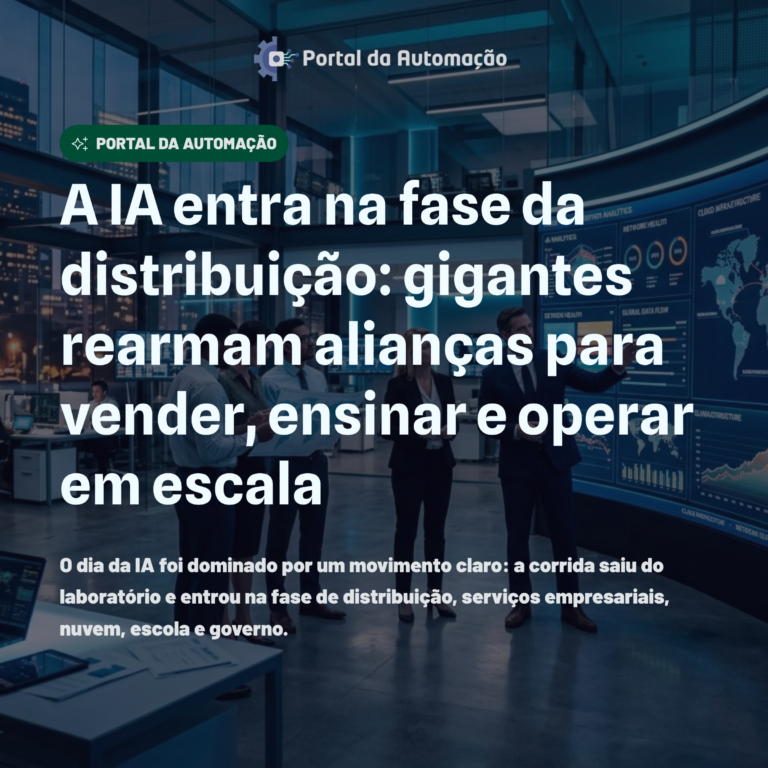 Executivos e dashboards simbolizam a nova disputa por distribuição da IA