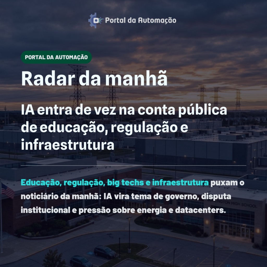 Radar da manhã: IA entra de vez na conta pública de educação, regulação e infraestrutura